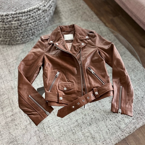 New Rare Wilfred Free The iconic Lennon Brown Biker Leather Fall Jacket Sz S - Picture 10 of 17